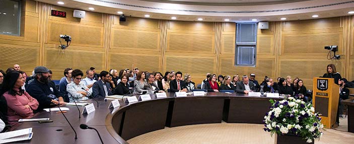 Knesset award conference with Parliament member Meirav Ben Ari